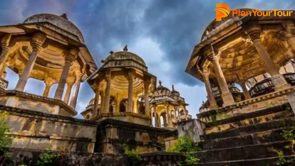 View of Bada Bagh, Jaisalmer featuring ornate carvings and unique architectural styles